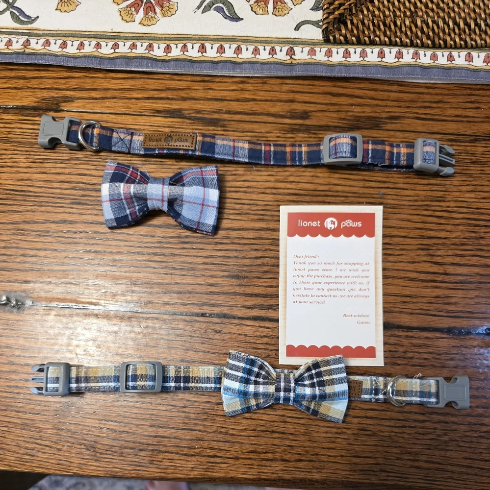 Plaid Bow Tie Collar Sets for Medium or Large Dogs (2 available)